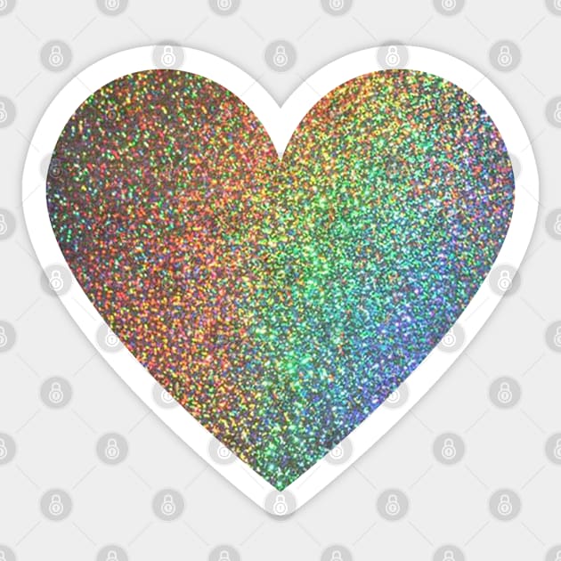Rainbow Holographic Ombre Faux Glitter Heart Sticker by Felicity-K